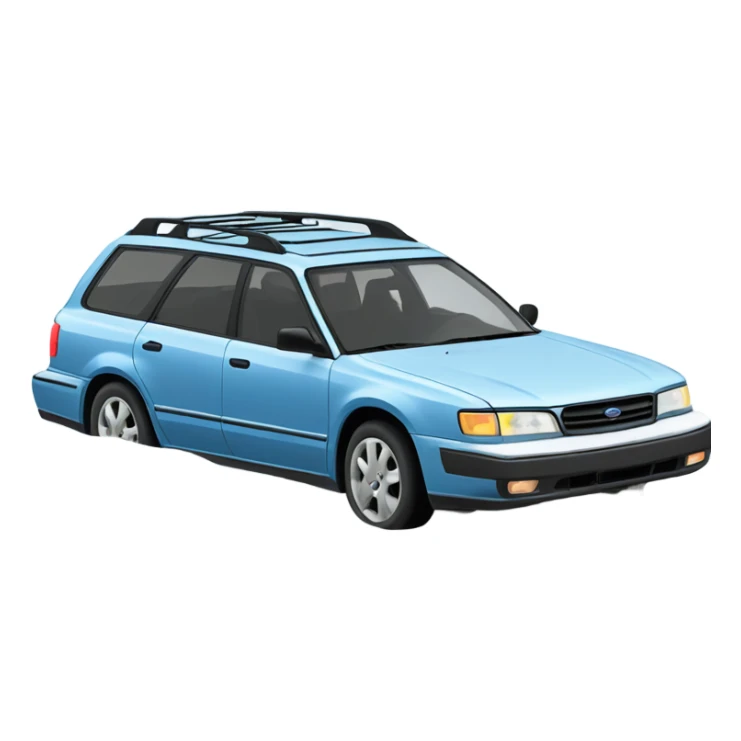 Light Blue 1990 Subaru legacy wagon stuck in a snowy ditch sticker