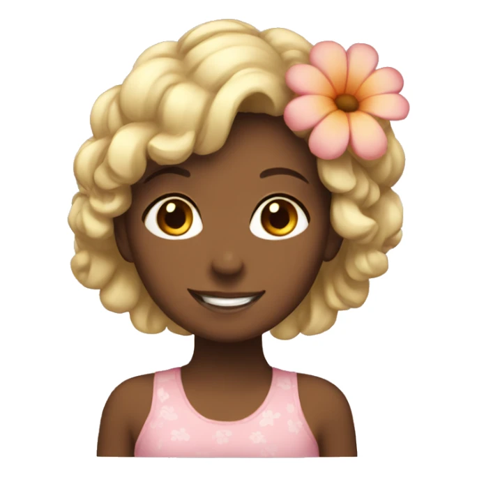 girl with flower in hair smiling sticker