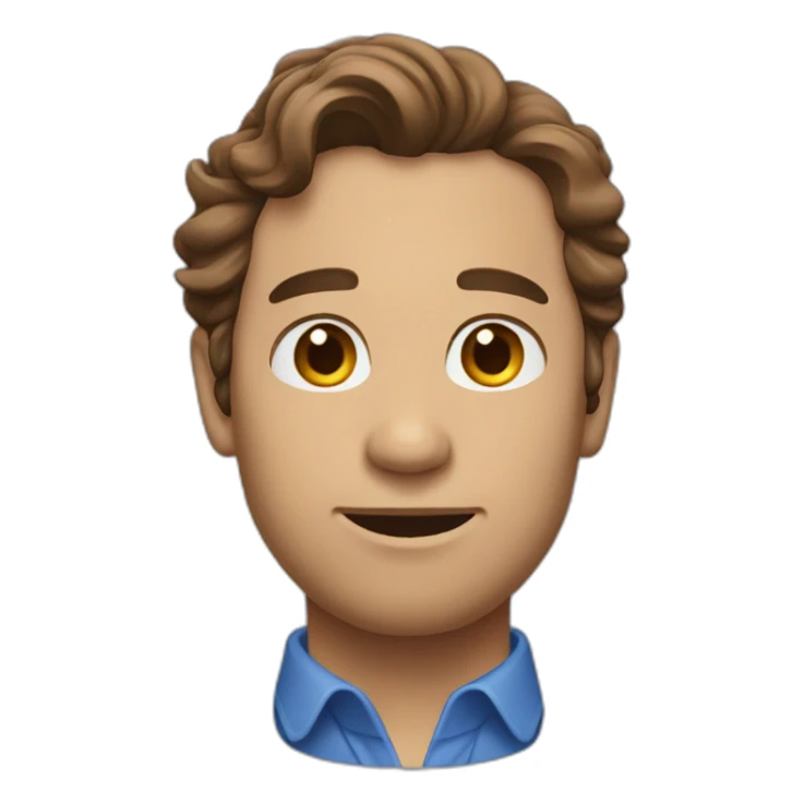 Man with brown wavy hair and blue shirt in profile sticker