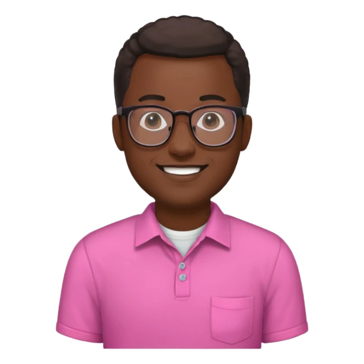 black man with pink shirt, wearing glasses  sticker