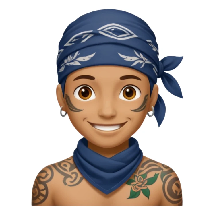 a human with bandana and tattoo sticker