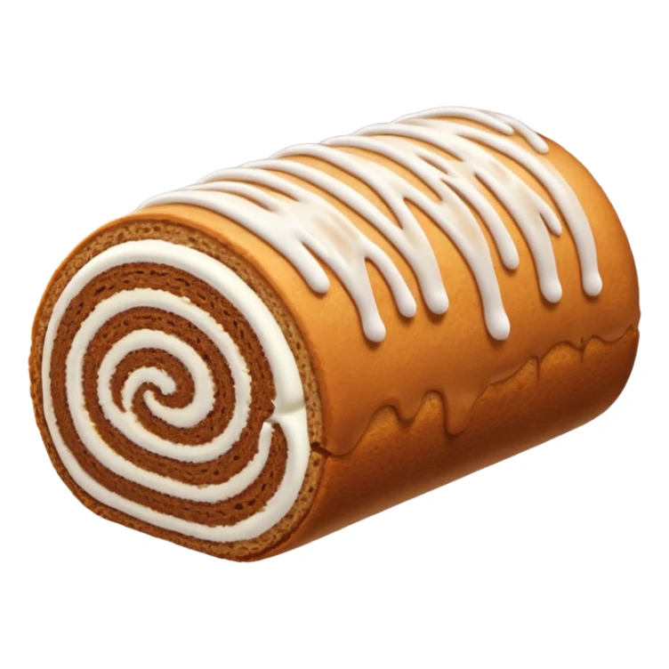 Brown cake roll with white drizzle frosting on top sticker