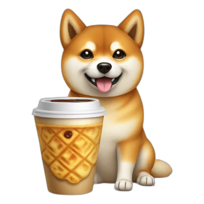 Shiba Inu with a coffee and waffle sticker