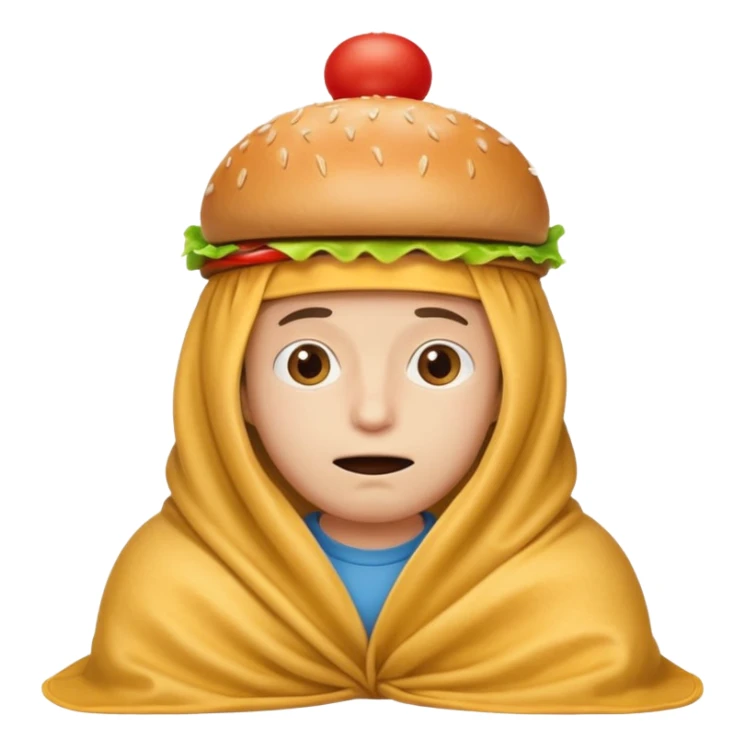 roblox guy wearing burger hat hiding under smelly blanket sticker