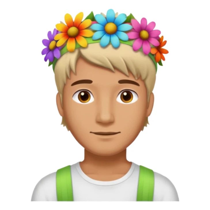 man with flower hair band  sticker