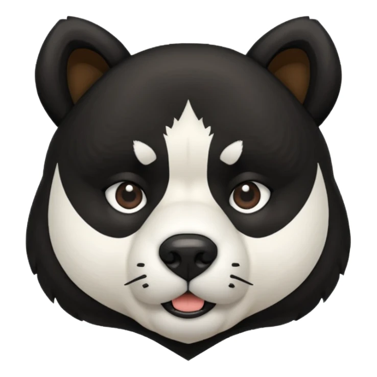 Black, wide, Akita dog head, bear like, with pointy ears  sticker