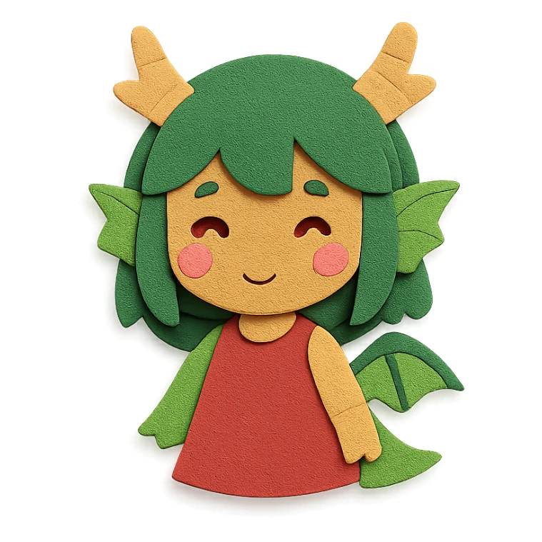 cute dragon girl with green hair sticker