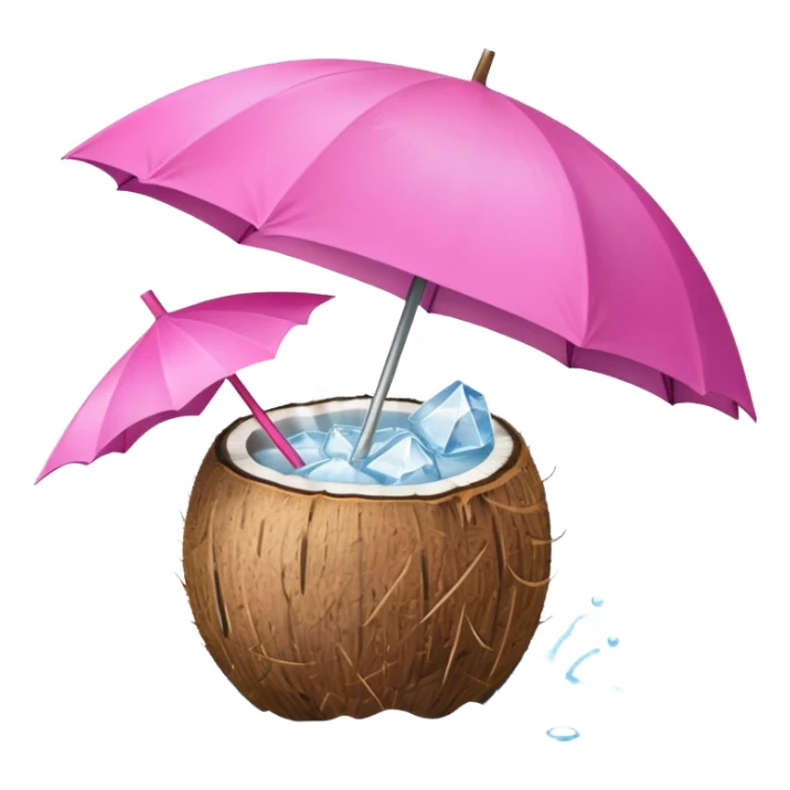 coconut drink with pink umbrella sticker