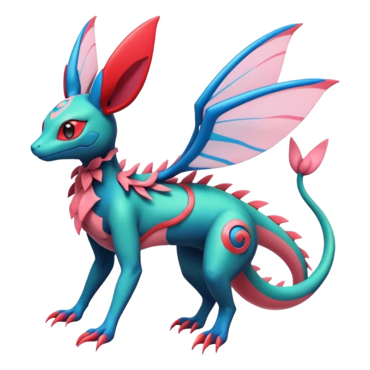 Salandit-Flygon-Sylveon-Umbreon-fusion-Pokémon-hybrid-creature  sticker