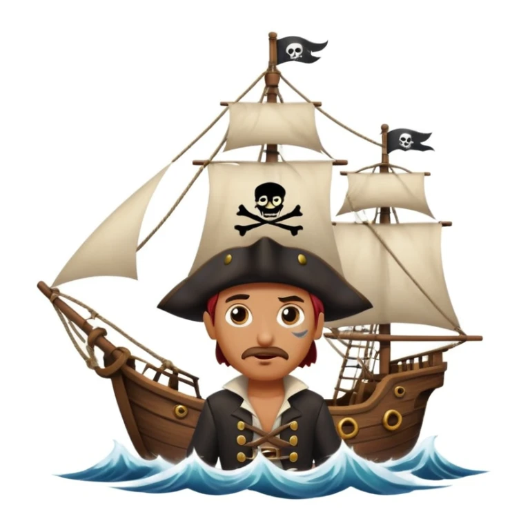 pirate with eye sailing a ship in strom sea background sticker