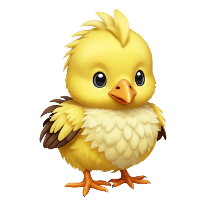 Baby chocobo from Final Fantasy, cute tiny yellow bird chick with fluffy feathers sticker