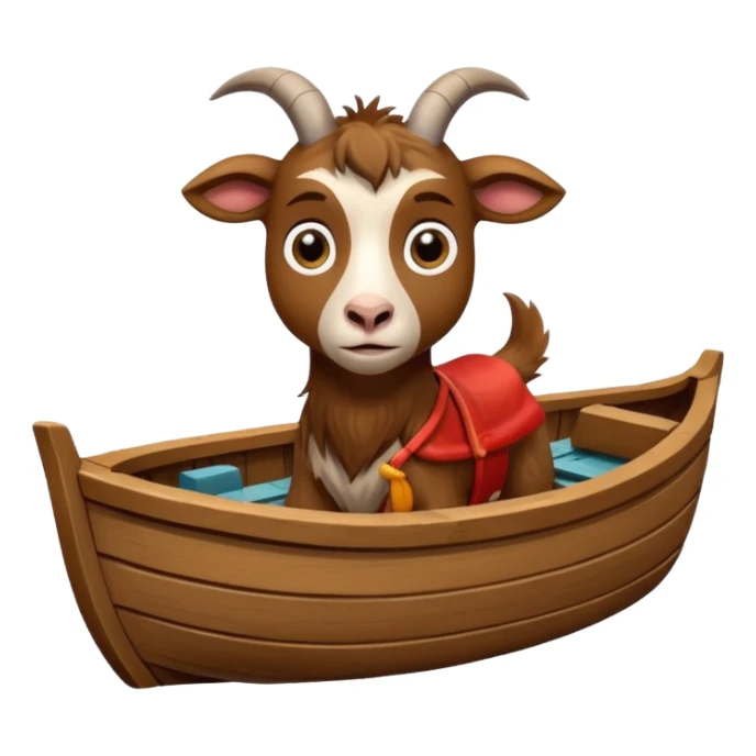 a frightened goat in a boat sticker