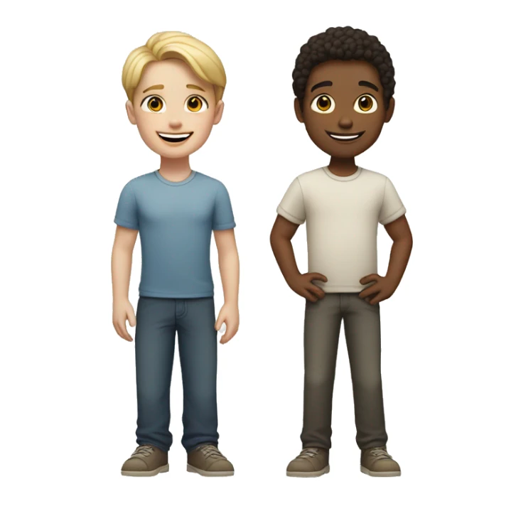 A group of three white-skinned American characters, with two boys and one girl. They are standing together, smiling sticker