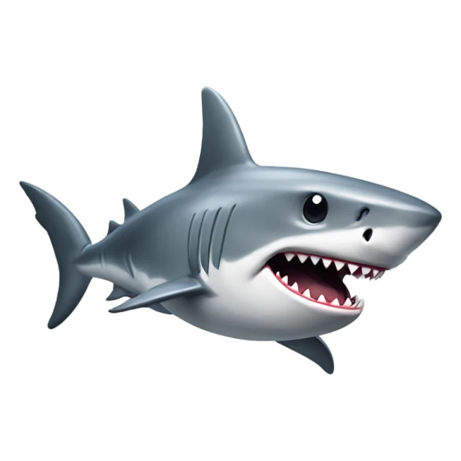 A large, toothy shark with a menacing expression, its body a metallic gray color. sticker