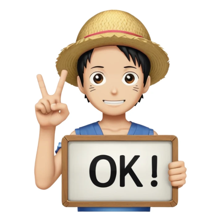 niji from one piece holding ok sign board sticker