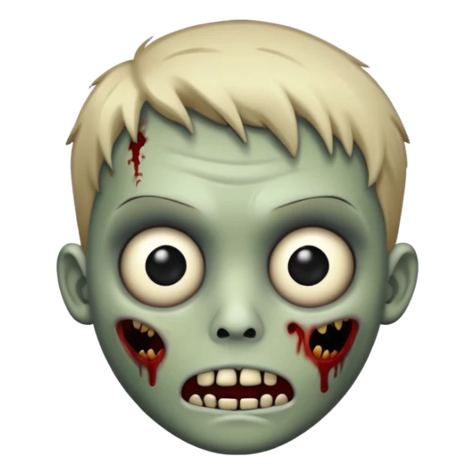 Uma zumbi de emoji com cabelo curto e olhos pretos sticker
