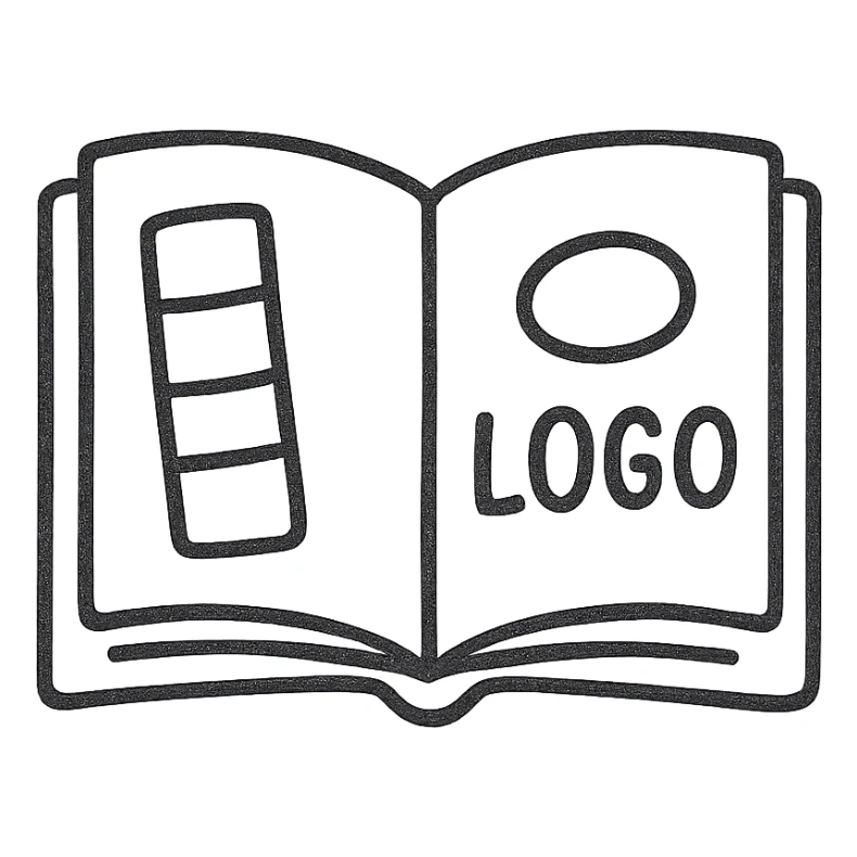 Brand Guidelines Book / Open Book with Swatches and Logo sticker
