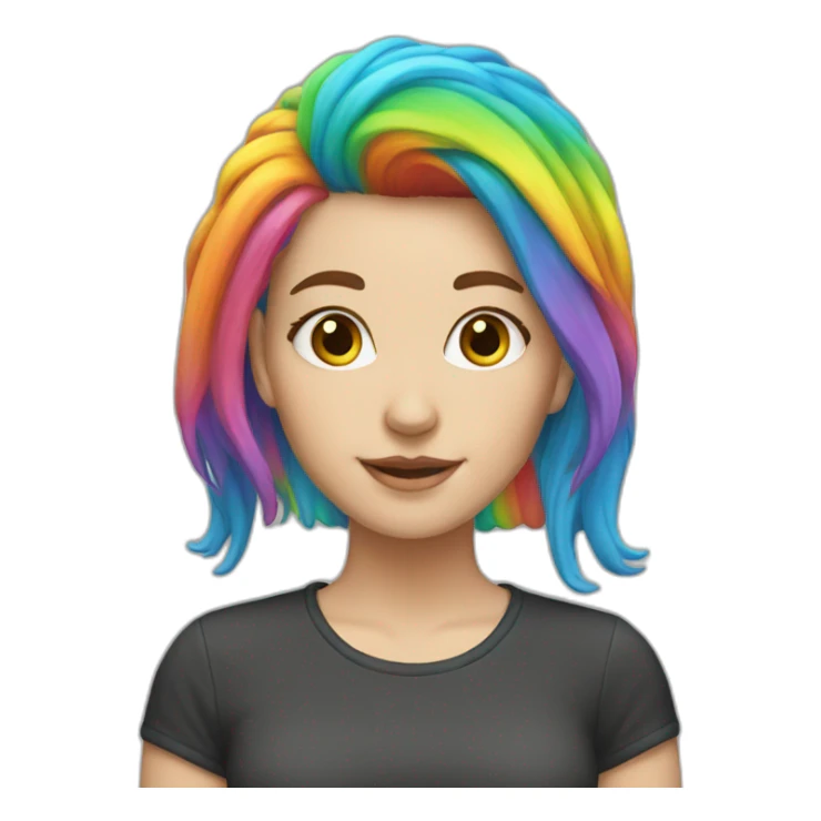 White Girl with rainbow hair sticker