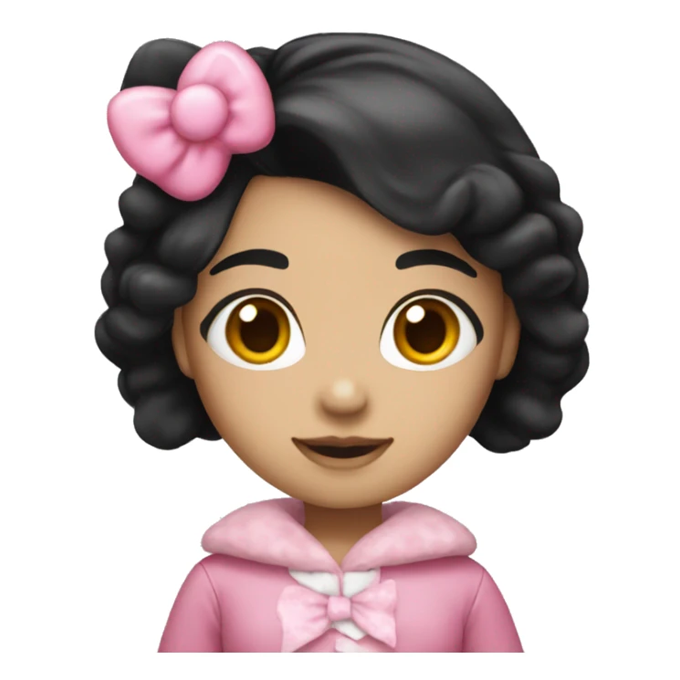 Girl with black hair with a hello kitty costume on sticker