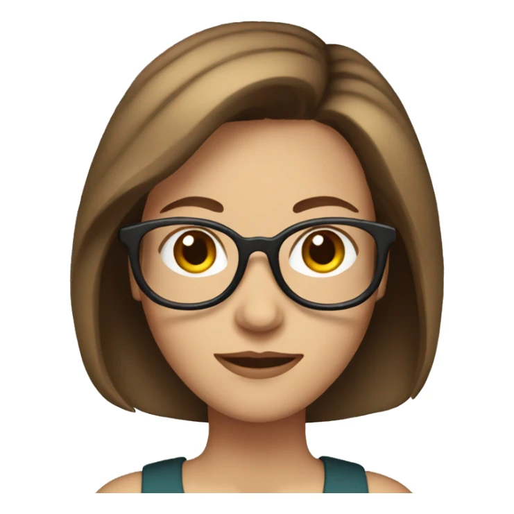 White woman with short brown hair and glasses sticker