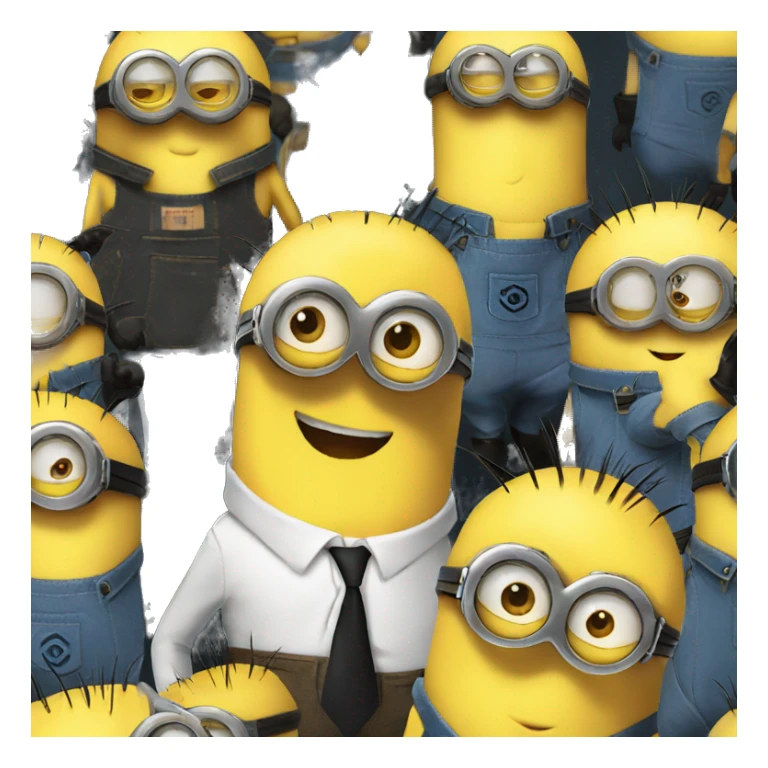 Gang of minions in fancy clothes sticker