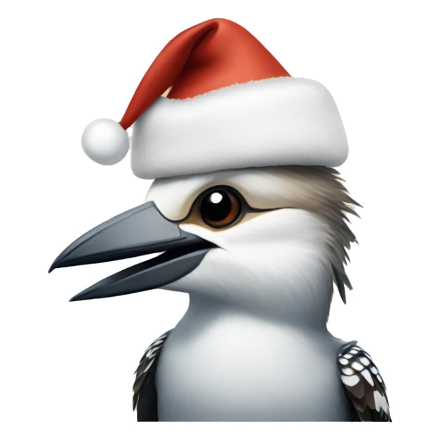 A kookaburra wearing a Christmas hat sticker