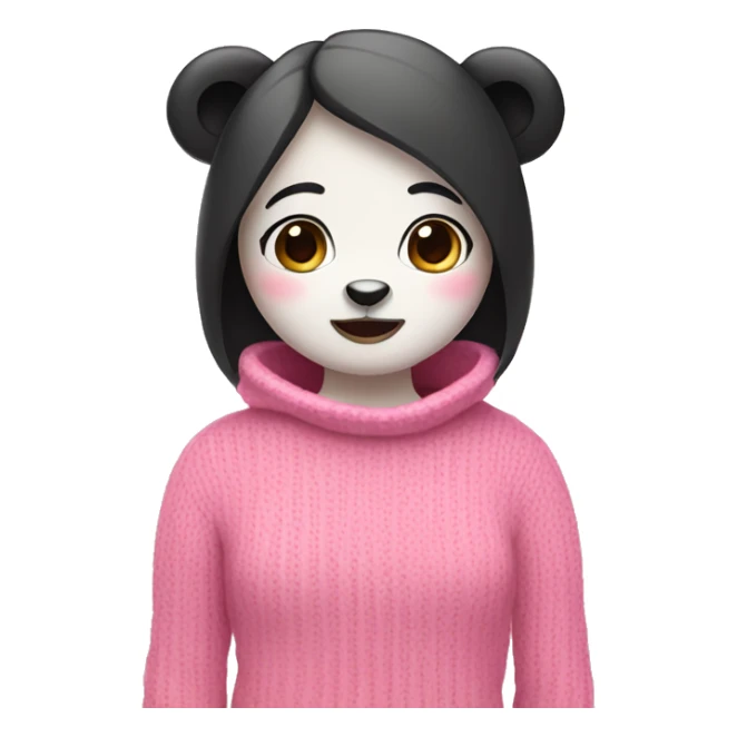 Panda girl wearing pink sweater sticker