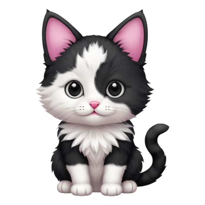 a sitting black and white and rad kitten sticker