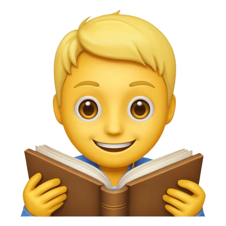 A emoji with a book in its hands like these but combined 😁📖 no pink thing on its face  sticker