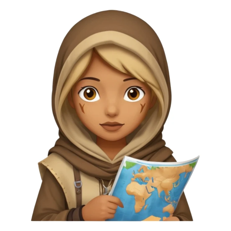 Girl + hood + map,Desert Nomads. sticker