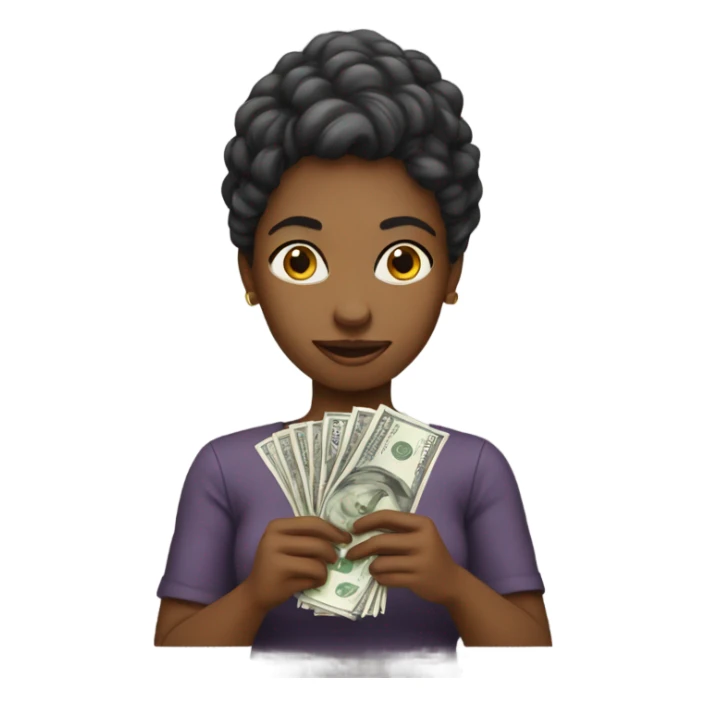 Women holding money like a child  sticker