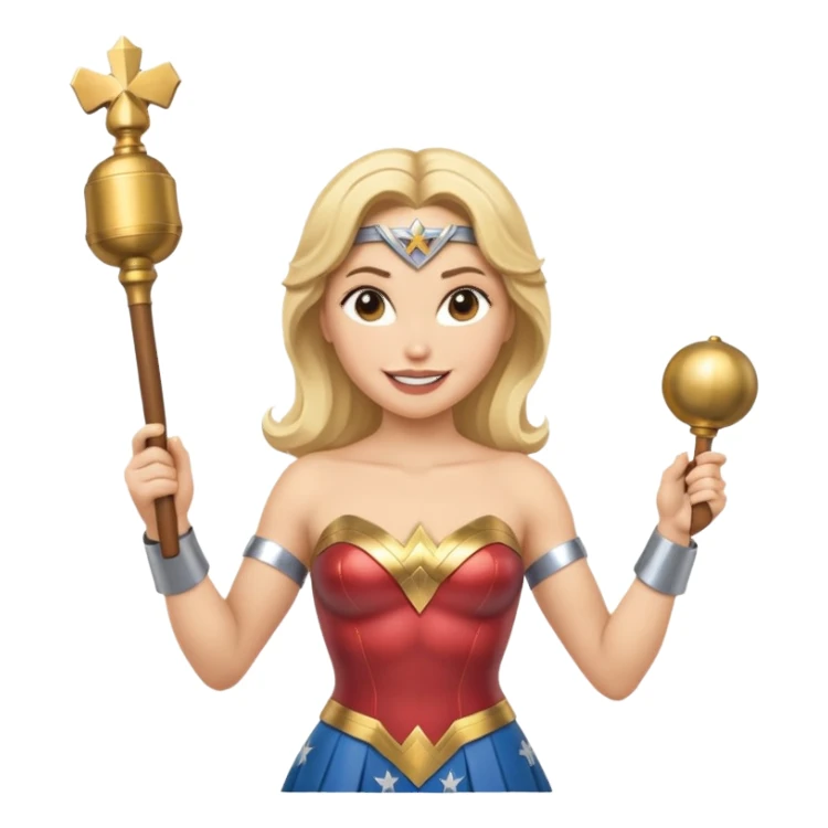 Blonde Wonder Woman holding conductor’s baton and bell  sticker