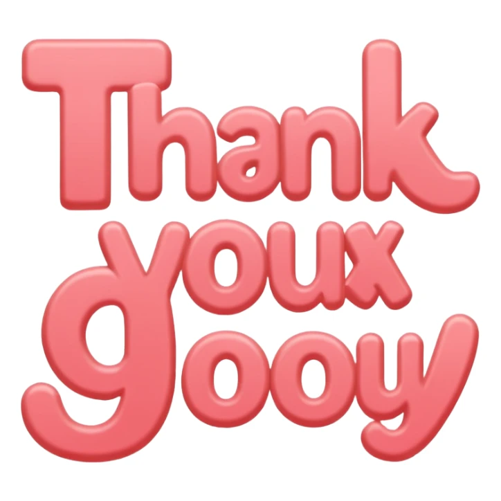 the words "thank you" in coral pink sticker
