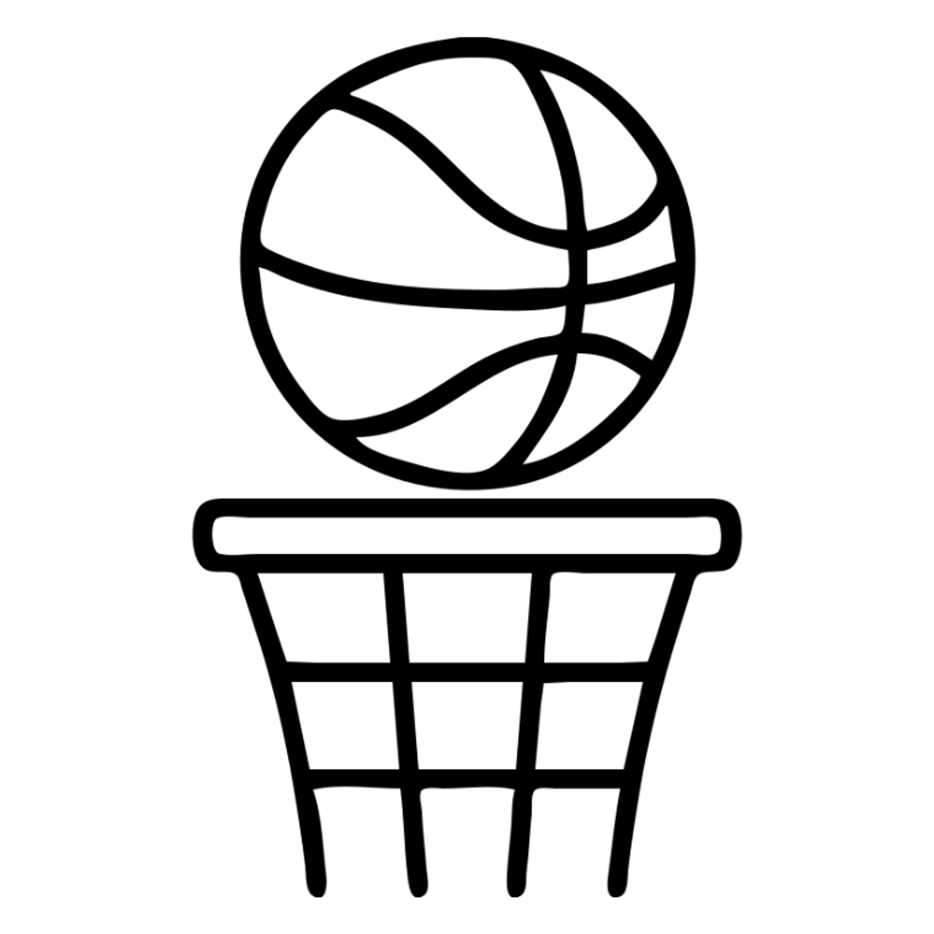 a ball basket, minimal outline style sticker