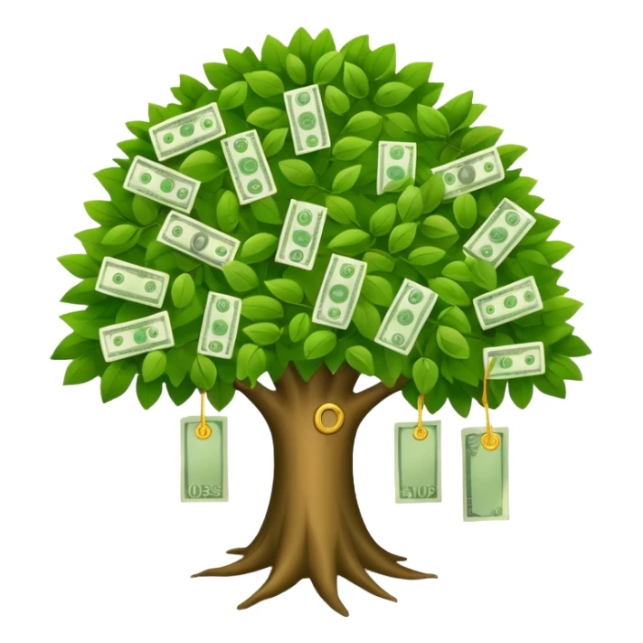 A tree with the leaves with money on it  sticker