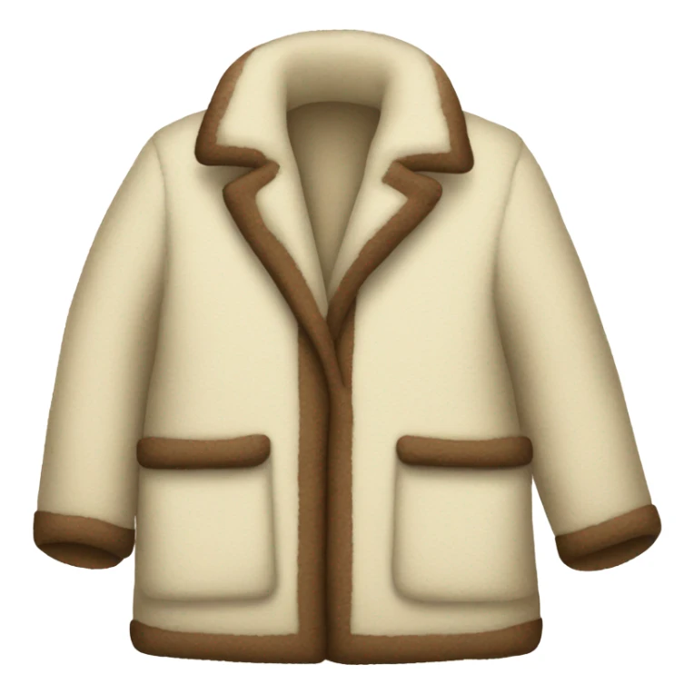 Beige Sherpa coat with brown trim on seams sticker