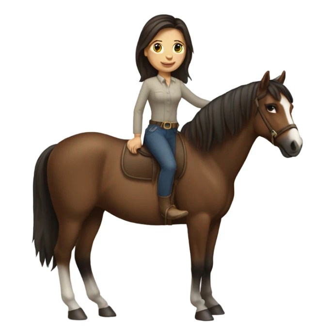 brunette with horse sticker
