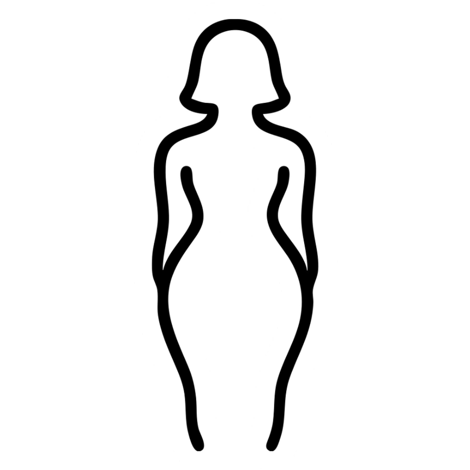 woman with a curvy silhouette, simple and elegant outlined icon sticker