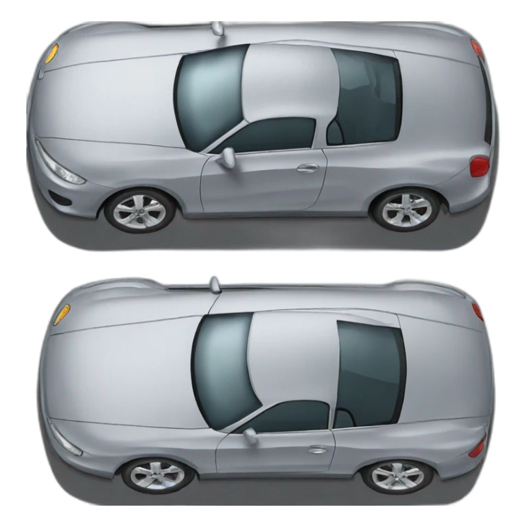 The car with two doors and have gray color and big  sticker