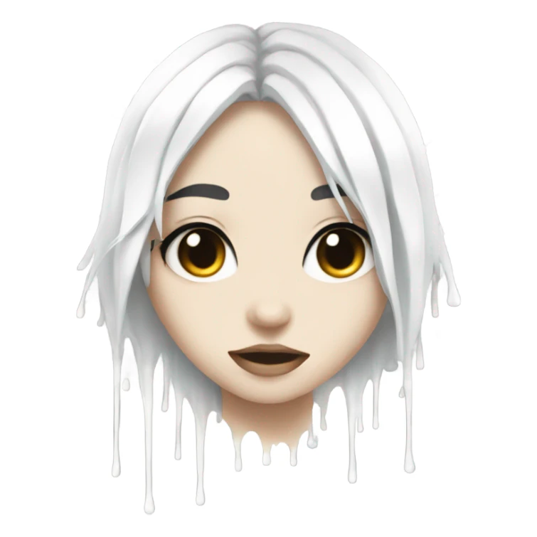 white paint dripping over an anime girl with black hair sticker