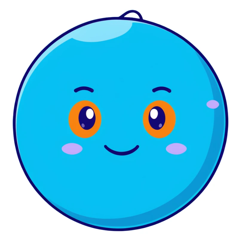 Neptune planet with azure blue surface and a happy face with big eyes sticker