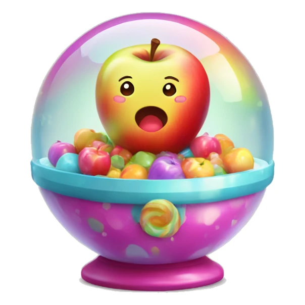 Kawaii colorful baby Apple in a candy globe sticker