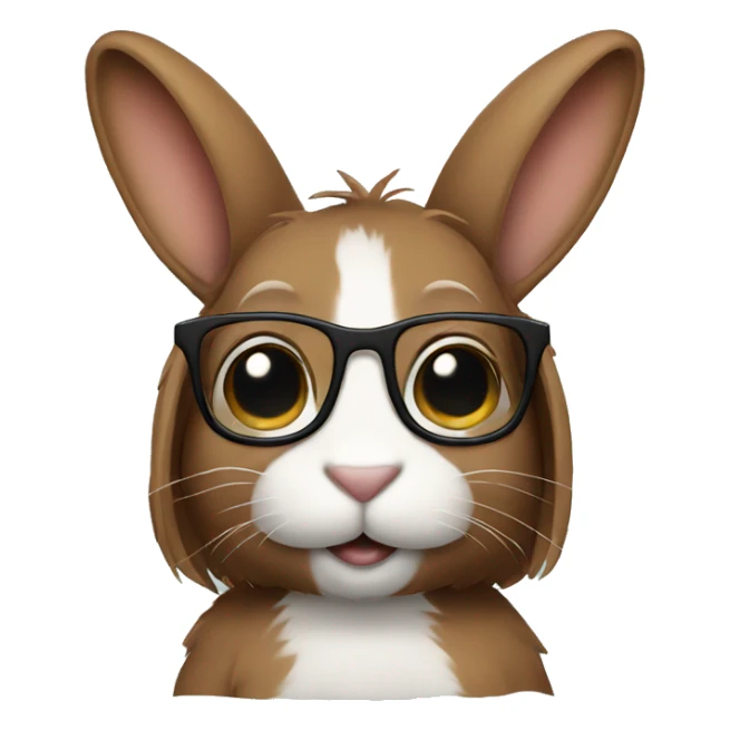  brown bunny with hair and glasses  sticker