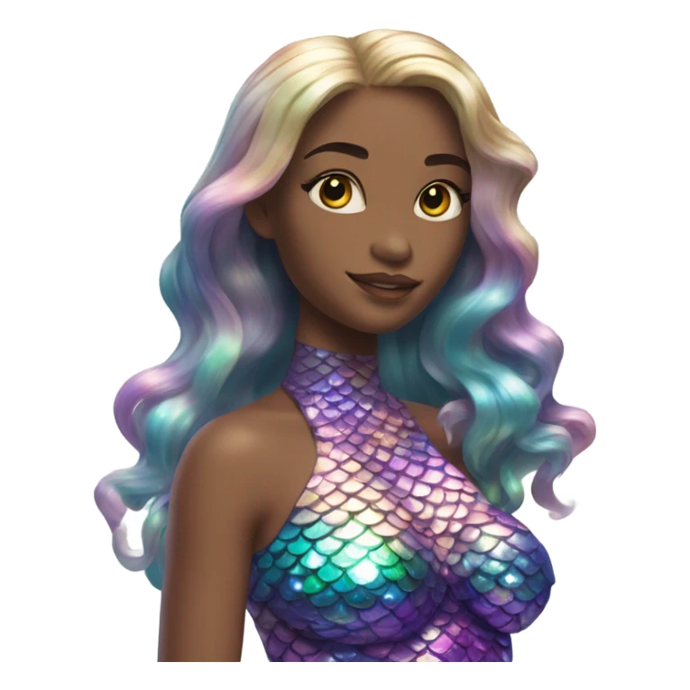 mermaid, model, magical, iridescent, mystical, shiny, holographic, highlights, scales  sticker