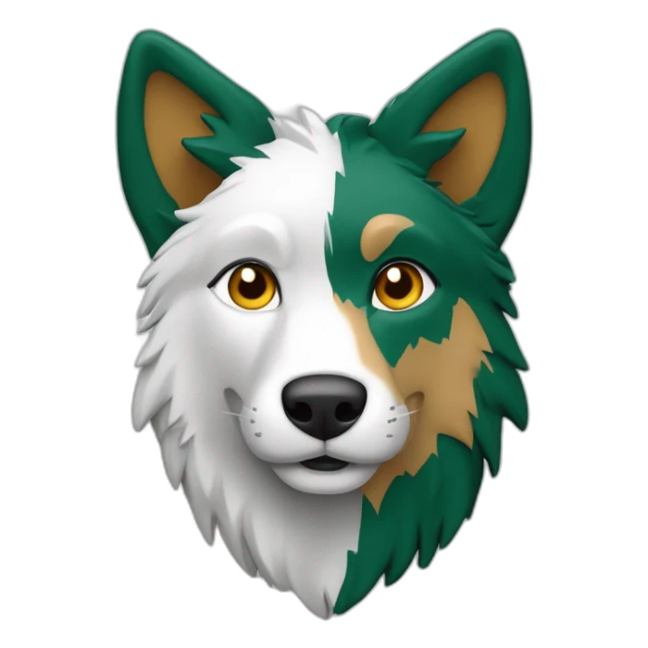 Loup blanc bandeau vert foncé attaché autour de sa tête sticker