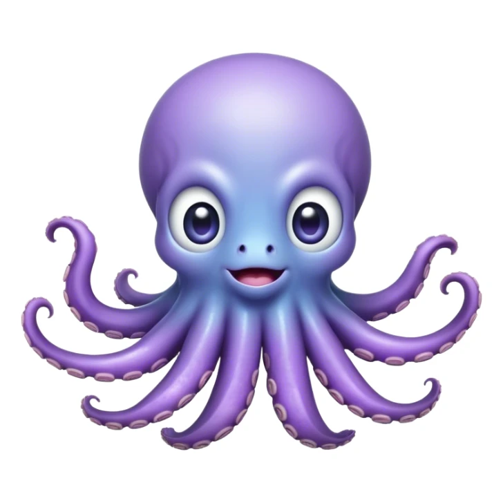 Cinematic Comical Baby Octopus Portrait Emoji, Tentacles slightly flared in a playful, exaggerated gesture, featuring a light blue-purple, rounded body with dramatically wide, hilariously expressive eyes full of surprise and innocent mischief, Simplified yet hilariously endearing features, highly detailed, glowing with a soft oceanic radiance, high shine, dramatic yet lovable, stylized with a dash of whimsical underwater mischief, soft glowing outline, capturing the essence of a delightfully silly little octopus that looks like it just made a clumsy, adorable mistake! sticker