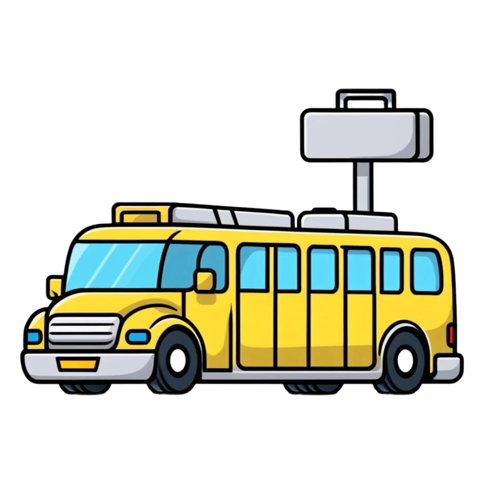 luxury shuttle bus for airport transfer with luggage sticker