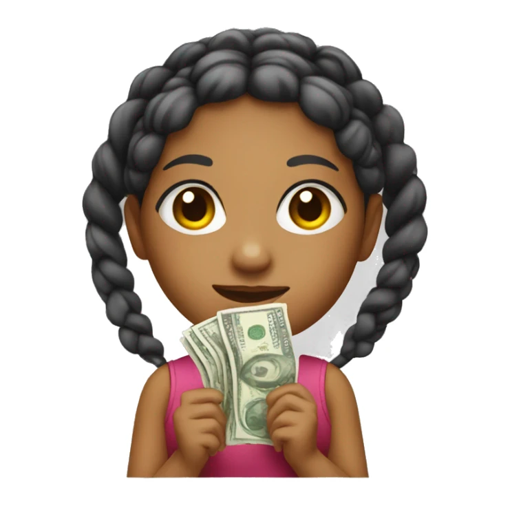 Girl with braids holding money sticker