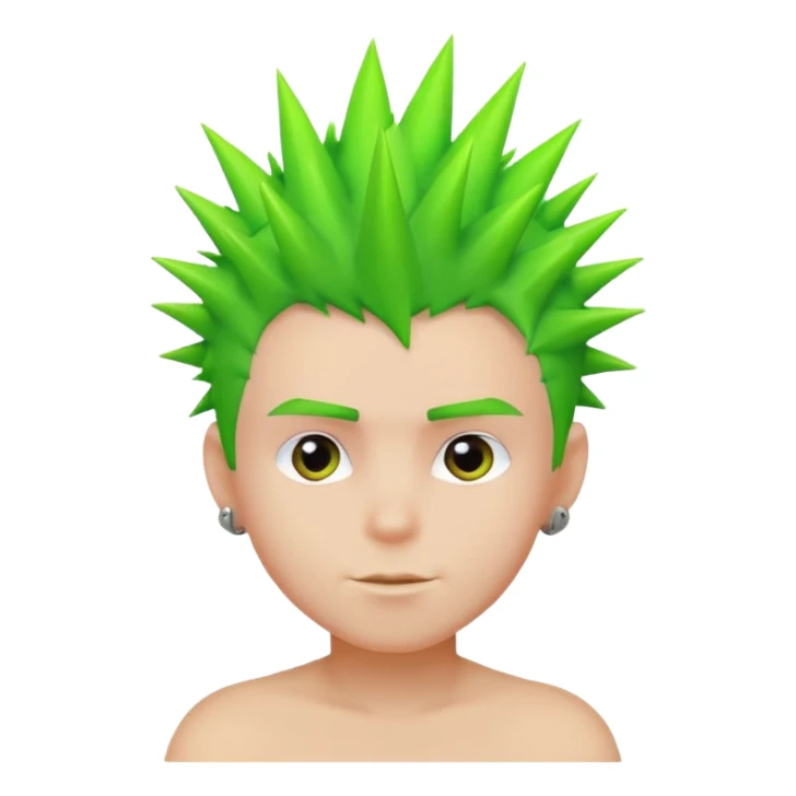 Boy with Neon Spiky Hair – bright green spikes, confident pose. sticker