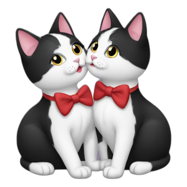 Tuxedo Cats kissing each other sticker